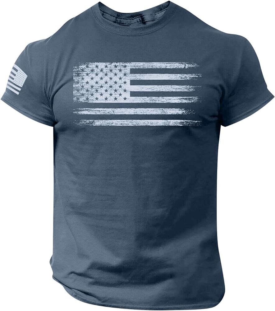 Mens Graphic Tees American Flag Patriotic Shirts Trendy Short Sleeve 4th of July Shirt Summer Tops