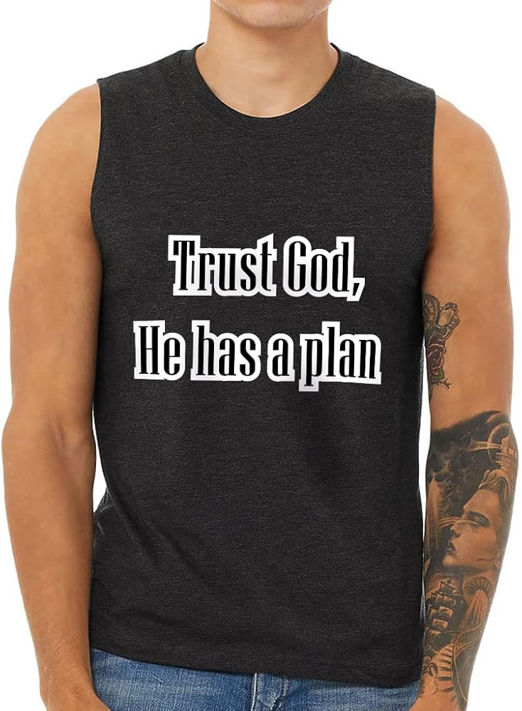 Trust God Men's Muscle Tank - Word Art Men's Sleeveless T-Shirt - Print Tank