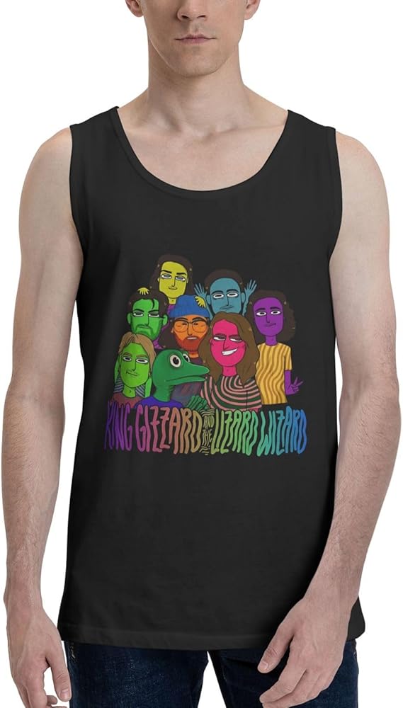 Rock Band Tank Top Shirt King Gizzard and Lizard Wizard Boy's Summer Sleeveless T-Shirt Crew Neck Vest Black