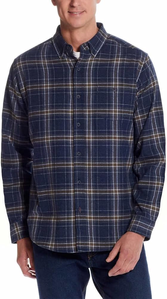 Weatherproof Vintage Mens Flannel Shirt - Regular Fit Cotton Plaid Shirts for Men, Casual Collared Neck Flannels for Men