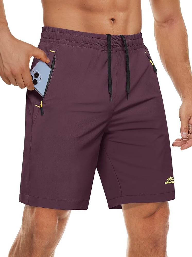 MAGCOMSEN Men's Hiking Shorts 9" Quick Dry Athletic Shorts with Zipper Pockets for Gym, Workout, Basketball, Running