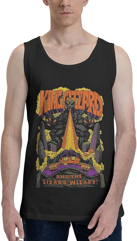 Rock Band Tank Top Shirt King Gizzard and Lizard Wizard Men's Summer Sleeveless Shirts Crew Neck Vest Black