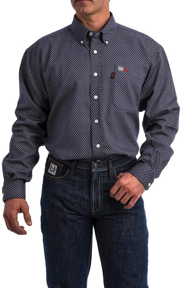 Cinch Work Shirt Mens Flame Resistant Diamond Print L/S WLW3002011