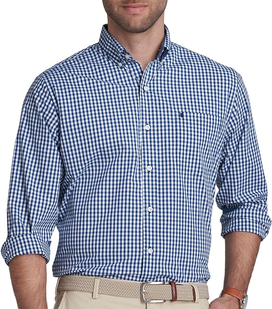 IZOD Mens Woven Stripe Button-Up Long Sleeve Shirt X-Large Blue/White