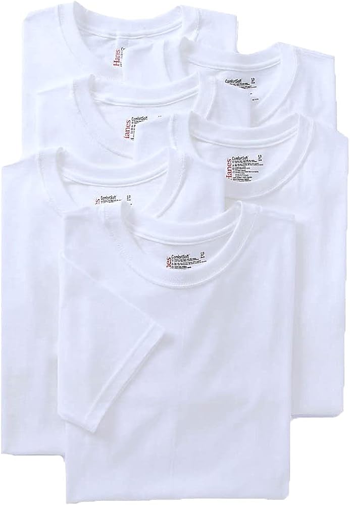 Hanes Men's Classics ComfortSoft Tagless Tees, 6-Pack White M