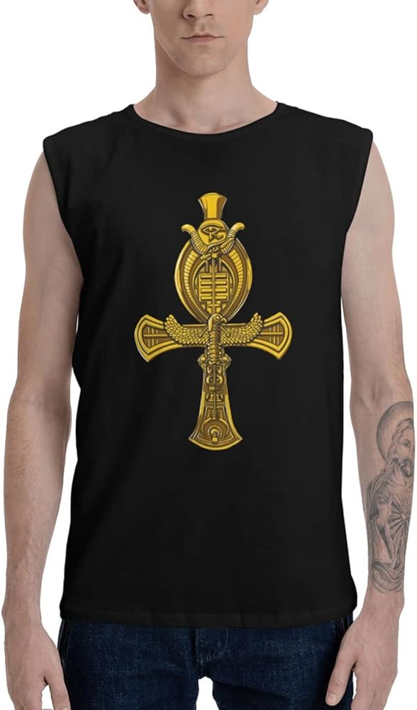 Ancient Egyptian Ankh Gold Tank Tops Men T-Shirt Sleeveless Tank Tops