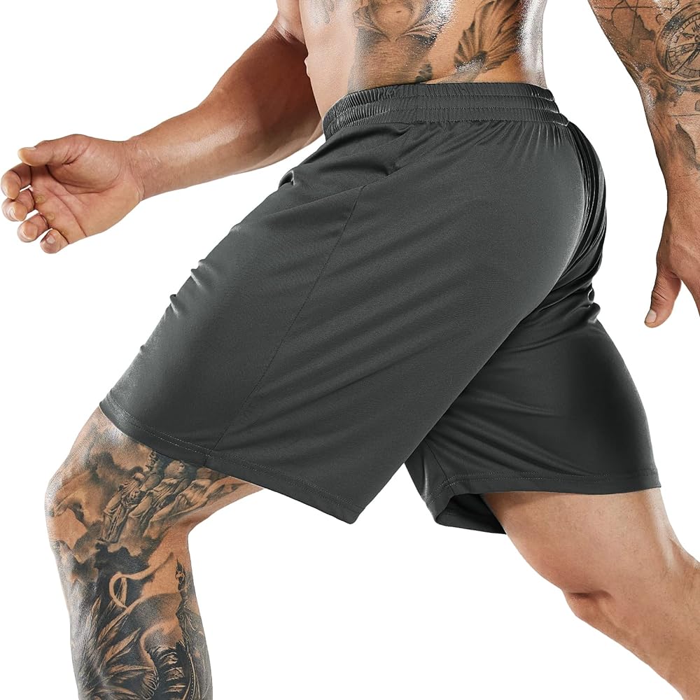 MIER Men's Quick-Dry Athletic/Soccer/Basketball Shorts Without Pockets No Liner Running Workout Training Active Shorts