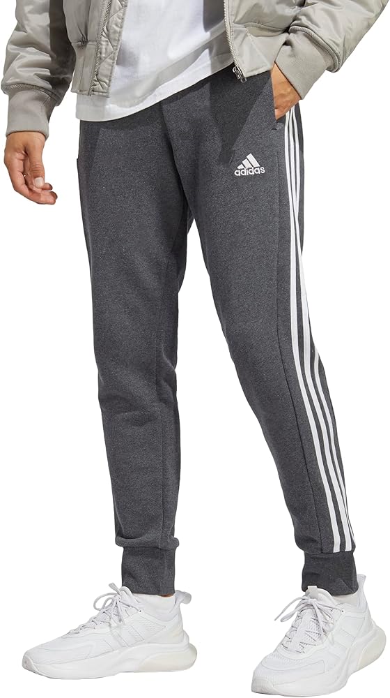 adidas Men's Essentials French Terry Cuffed 3-Stripes Pants