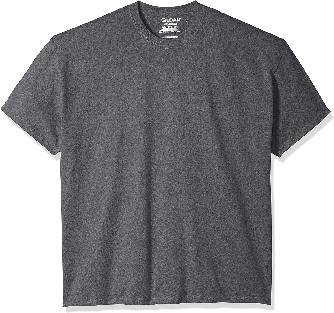 Gildan Men's DryBlend Classic T-Shirt Extended Sizes, Dark Heather, XX-Large