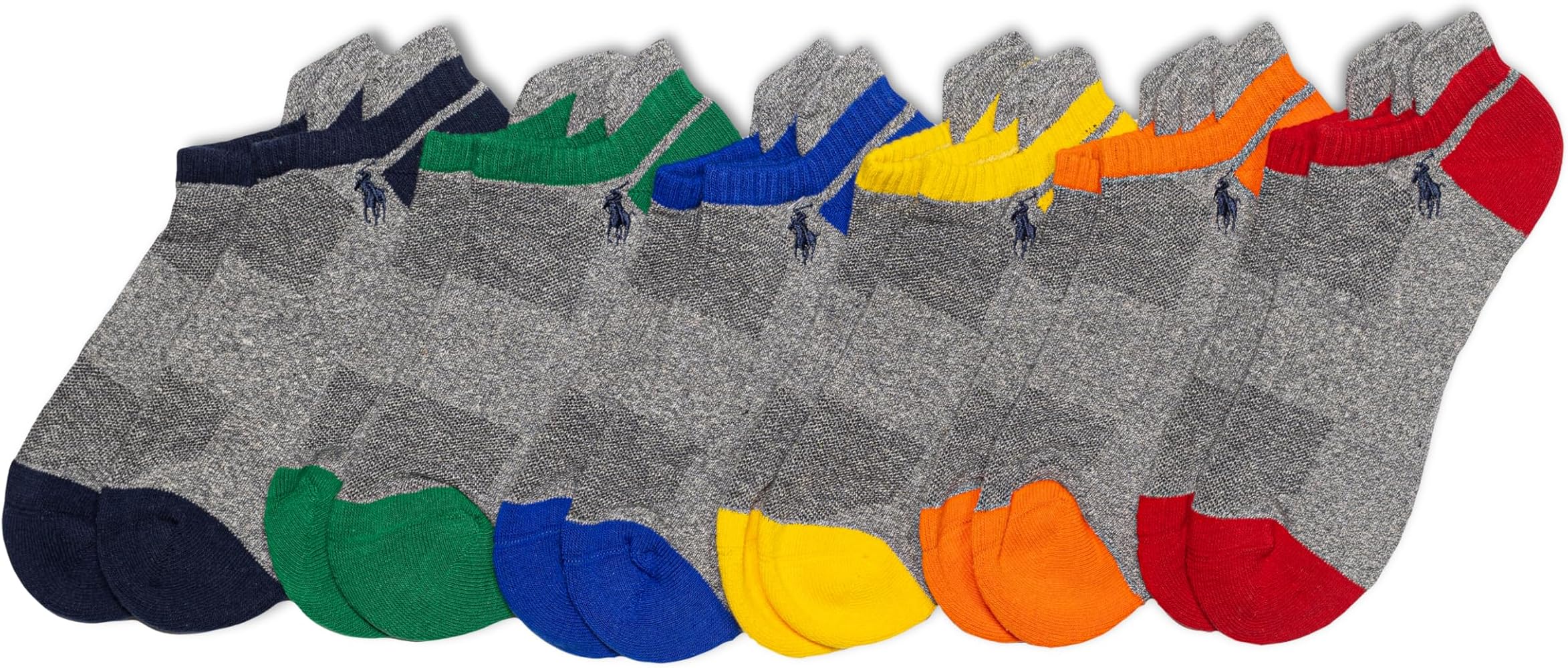 POLO RALPH LAUREN Men's Athletic Performance Cotton Low Cut Socks-6 Pair Pack-Moisture Wicking Mesh