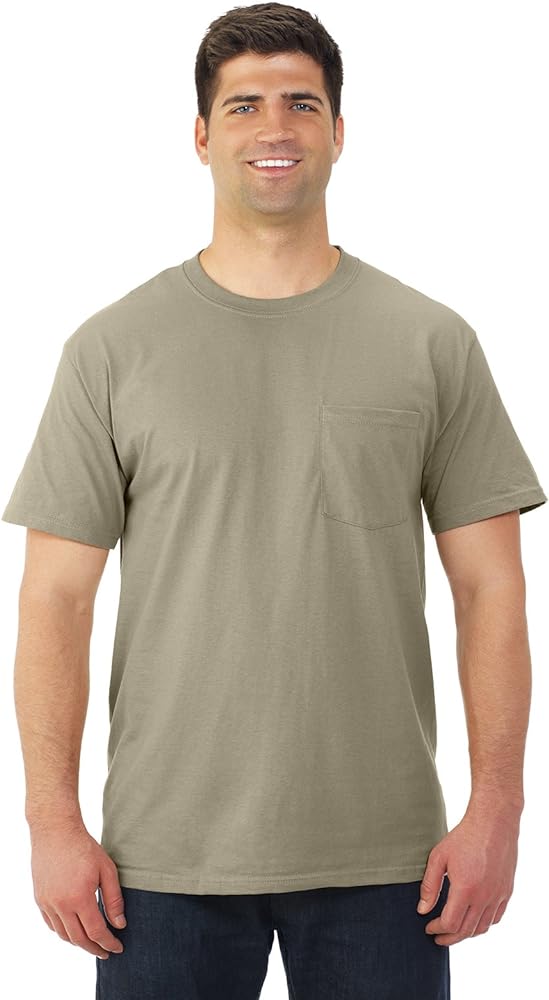 Fruit of the Loom Adult 5 oz. HD Cotton™ Pocket T-Shirt S KHAKI