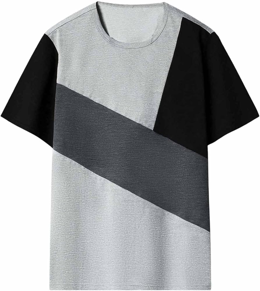 SweatyRocks Men's Color Block Round Neck T Shirt Short Sleeve Casual Summer Tees Top