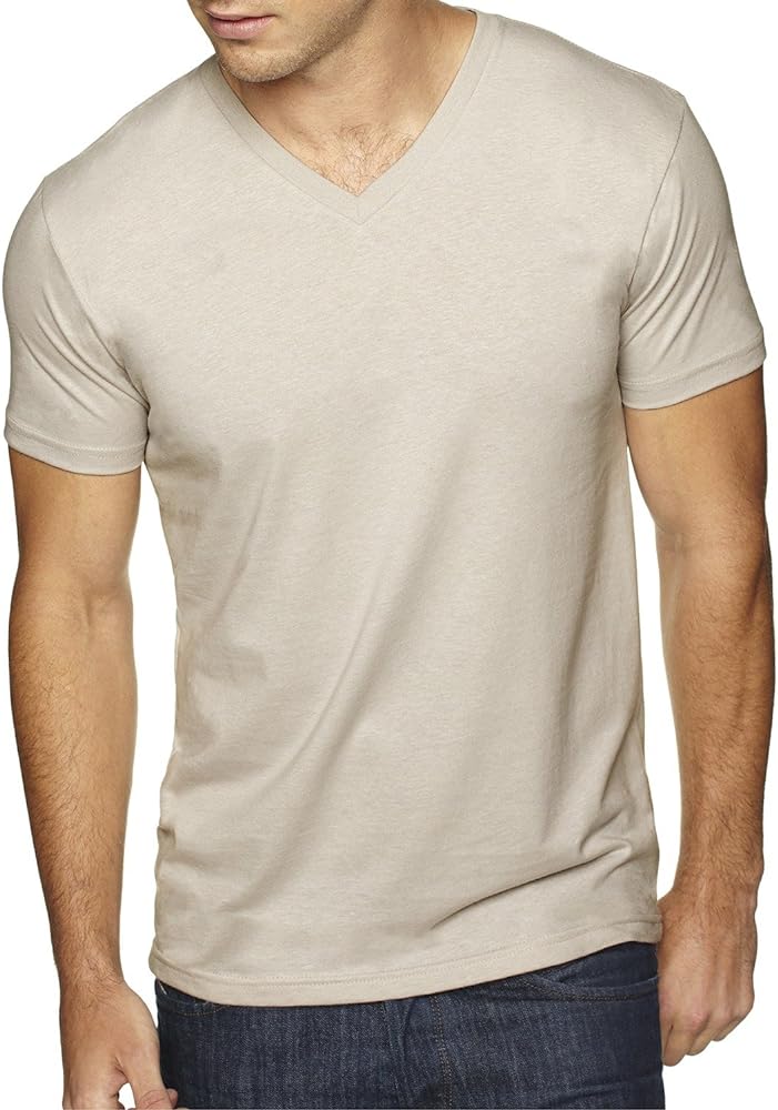 Next Level Men's Sueded Baby Rib Soft V-Neck T-Shirt Sand