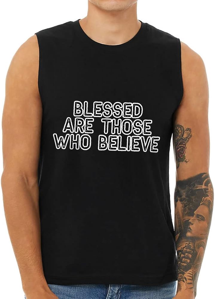 Christian Faith Men's Muscle Tank - Word Print Men's Sleeveless T-Shirt - Themed Tank