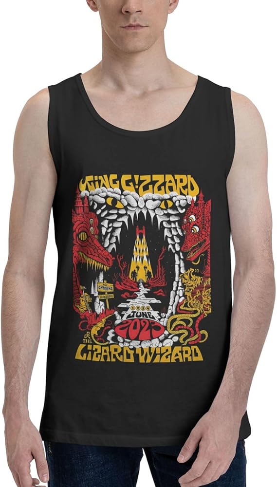 Rock Band Tank Top Shirt King Gizzard and Lizard Wizard Man's Summer Sleeveless Tops Crew Neck Vest Black