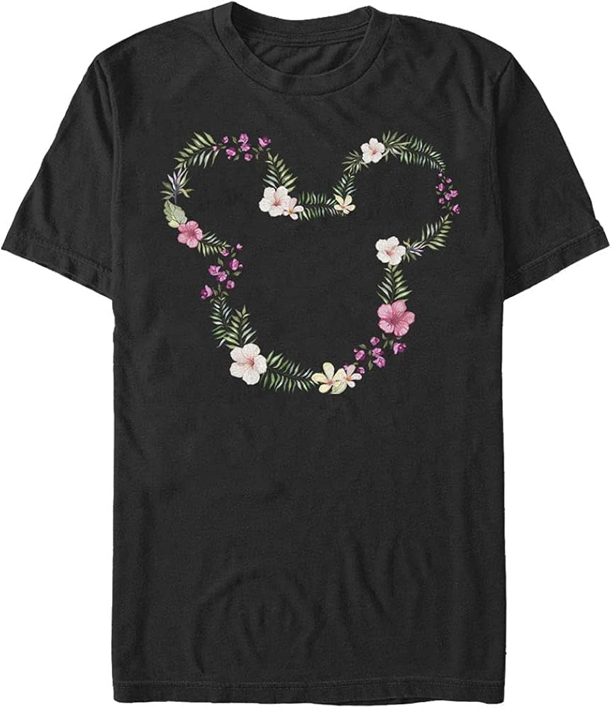 Disney Men's Characters Floral Mickey T-shirt