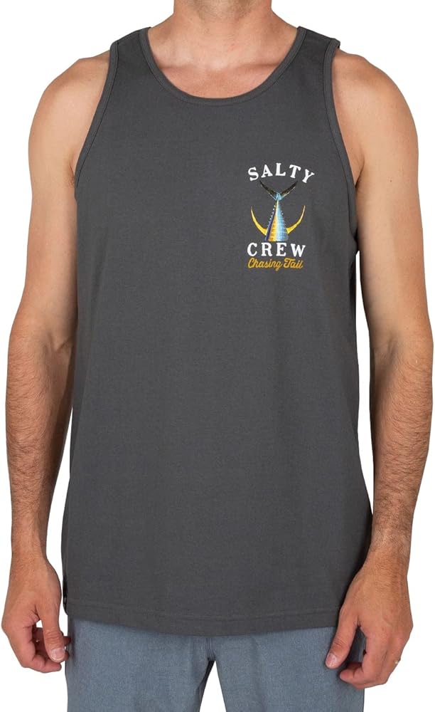 Salty Crew Tailed Tank Charcoal M - Men's Fashion Casual Sleeveless Tank Top T-Shirt Cotton - Regular Fit - Lifestyle Beach Apparel