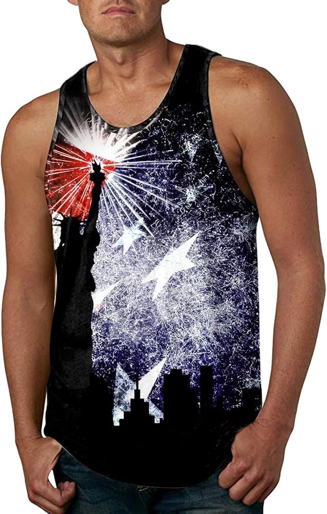 American Flag Tank Top Men 4th of July Patriotic Sleeveless Tanks Tops USA Big and Tall Muscle Tee Shirts