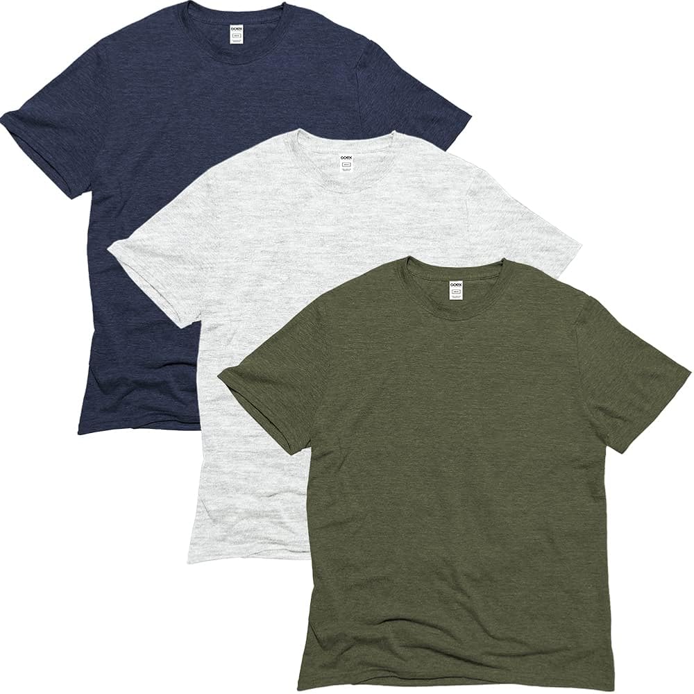 GOEX Eco Friendly T Shirt for Women & Men– Charming 3 Pack T – Unisex T Shirt Pack – Versatile Triblend T Shirts