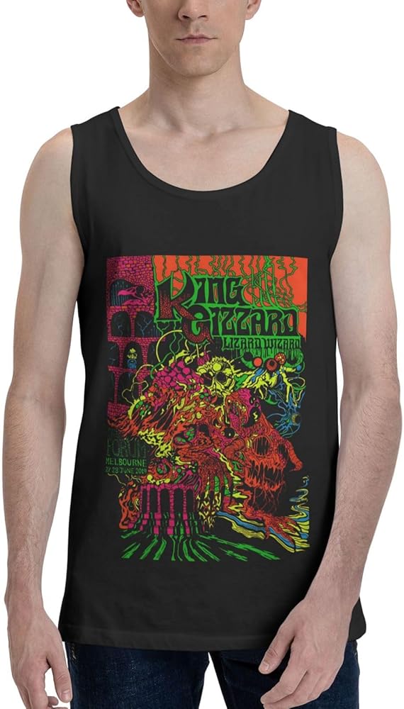 Rock Band Tank Top Shirt King Gizzard and Lizard Wizard Man's Summer Sleeveless Clothes Crew Neck Vest Black