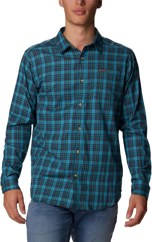 Columbia Men's Vapor Ridge III Long Sleeve Shirt, Night Wave Plaid Gradient, 4X Big