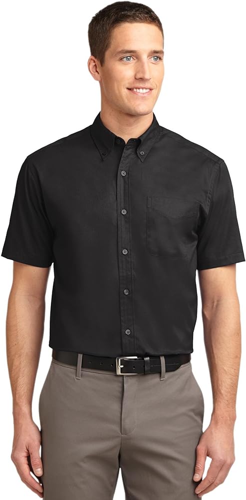 Port Authority Men's Short Sleeve Easy Care Shirt M Black/Light Stone