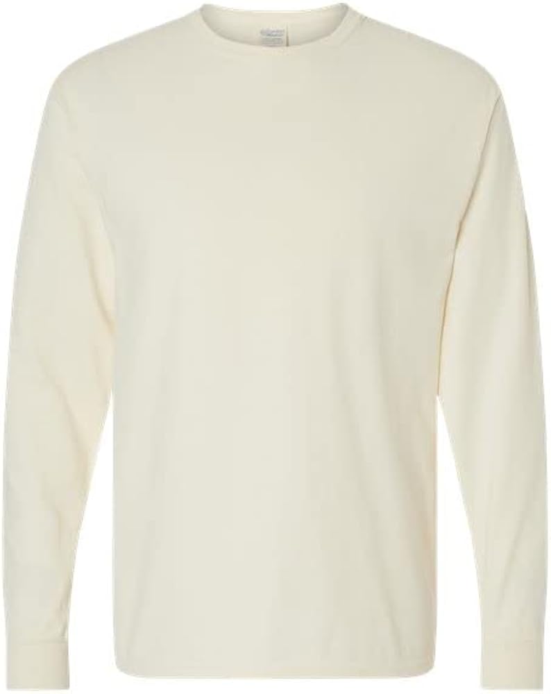 Hanes Mens ComfortWash Garment-Dyed Long Sleeve T-Shirt, L, Parchment