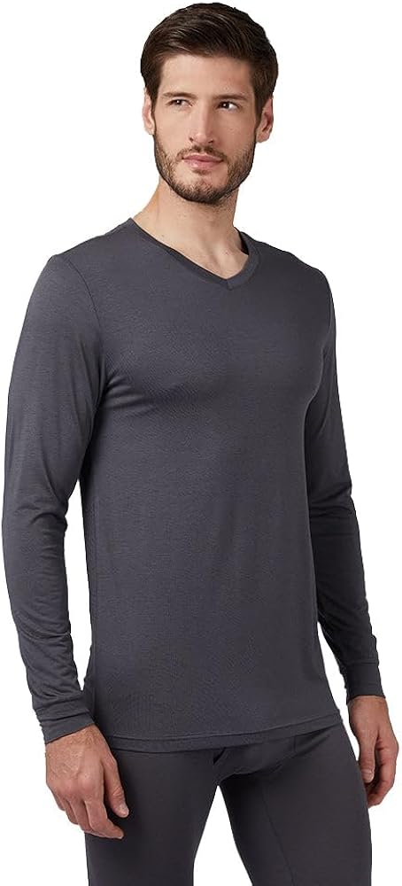 32 Degrees Men's Lightweight Baselayer V-Neck Top | Form Fitting | Long Sleeve | 4-Way Stretch | Thermal