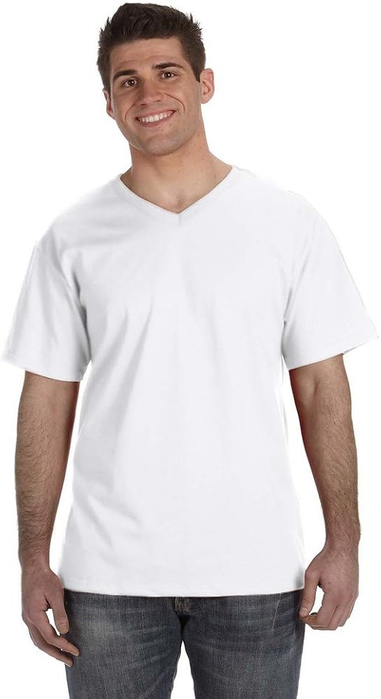 Fruit of the Loom Adult 5 oz. HD Cotton™ V-Neck T-Shirt XL WHITE