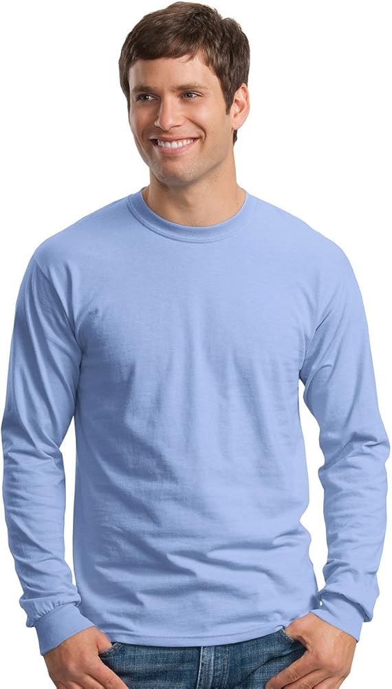 Cotton Long Sleeve Tee Shirt, Color: Carolina Blue, Size: Large