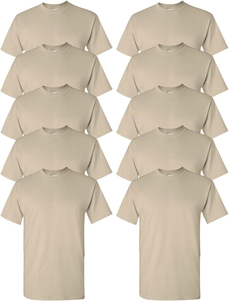 Gildan mens Ultra Cotton 6 oz. T-Shirt(G200)-SAND-S-10PK