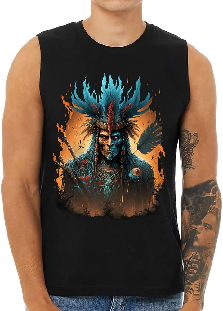 Fantasy Print Men's Muscle Tank - Multicolor Men's Sleeveless T-Shirt - Creepy Tank