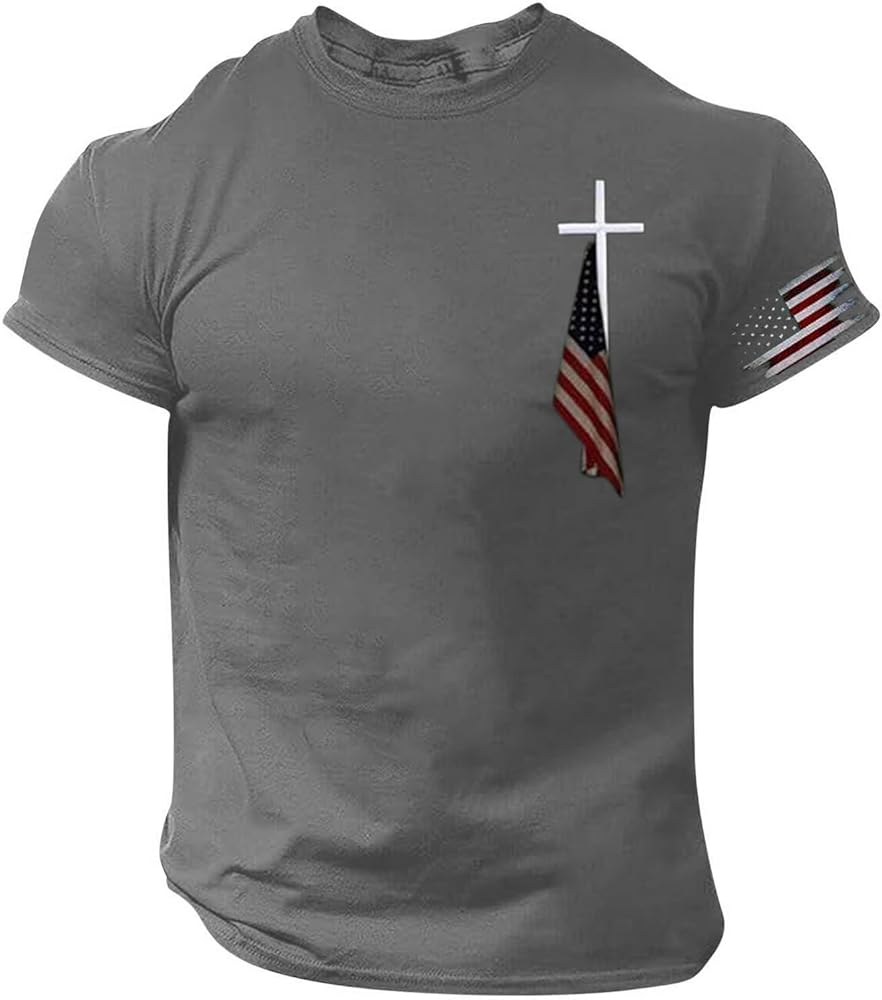 American Flag T-Shirts Short Sleeve Tops for Men USA Flag Shirt Casual 4th of July Day Patriotic Shirts