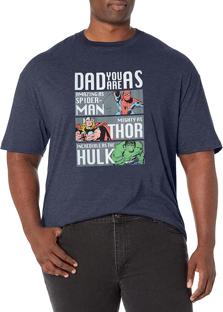 Marvel Big & Tall Classic Dads Quality Men's Tops Short Sleeve Tee Shirt