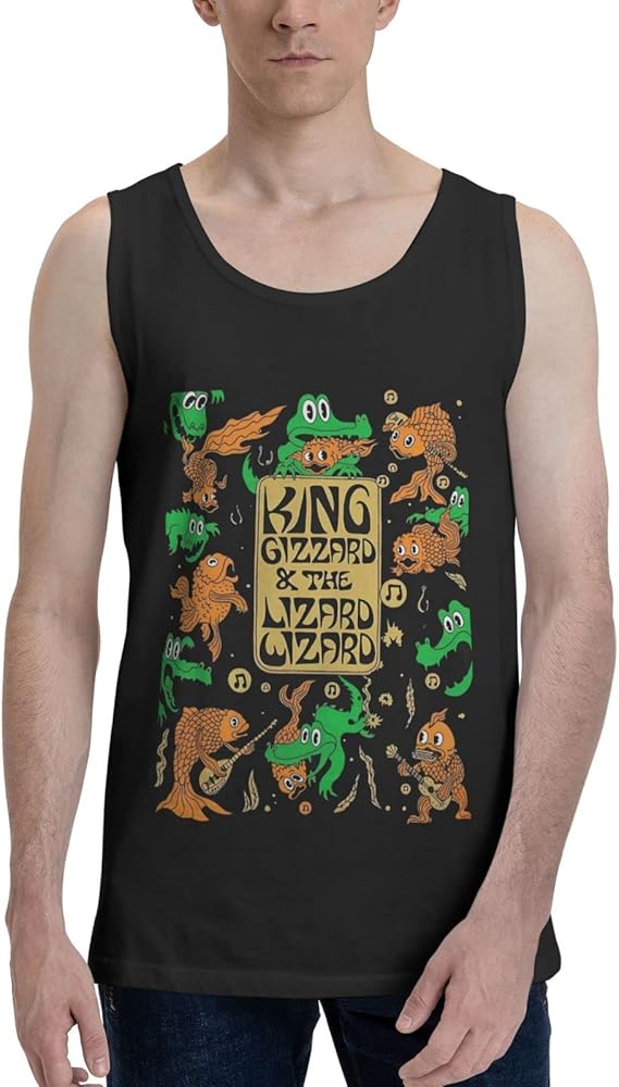 Rock Band Tank Top Shirt King Gizzard and Lizard Wizard Man's Summer Sleeveless Clothes Crew Neck Vest Black