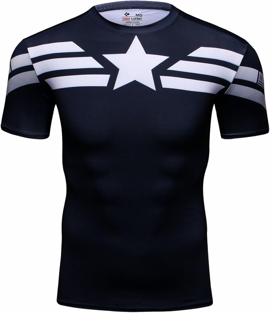 Men's Film Super-Hero Series Compression Sports Shirt Running Short Sleeve Tee