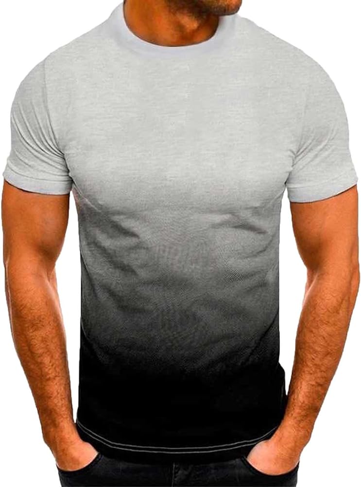 Mens Shirts Crewneck Short Sleeve Summer Beach Shirt Causal Stylish Gradient Color Graphic Tee Shirts Fashion Clothes