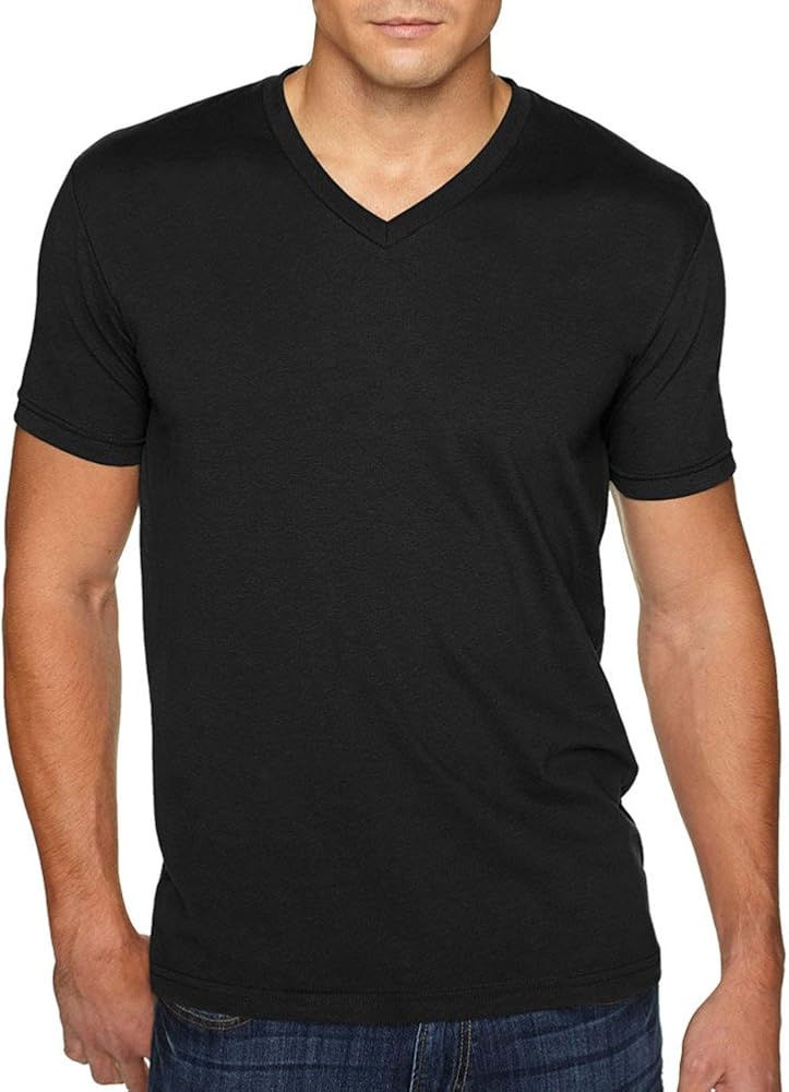 Next Level Men's Premium Fitted Sueded V, Blk, Medium