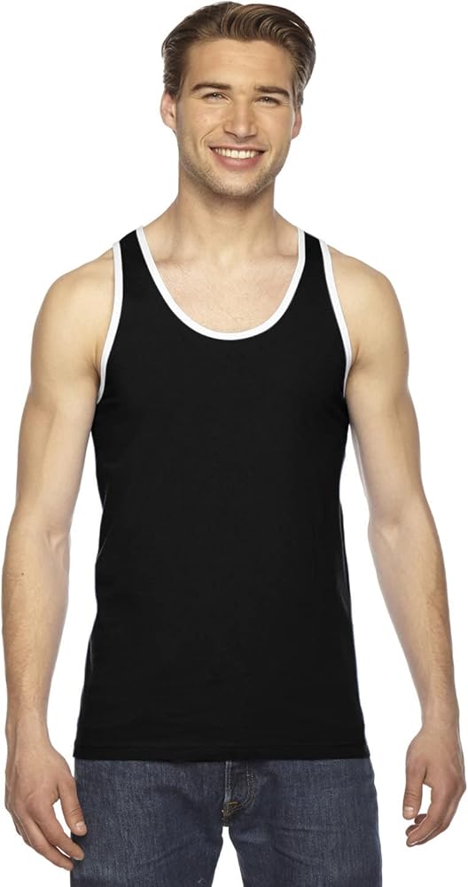 American Apparel 2408W Unisex Fine Jersey Tank Black/White XS