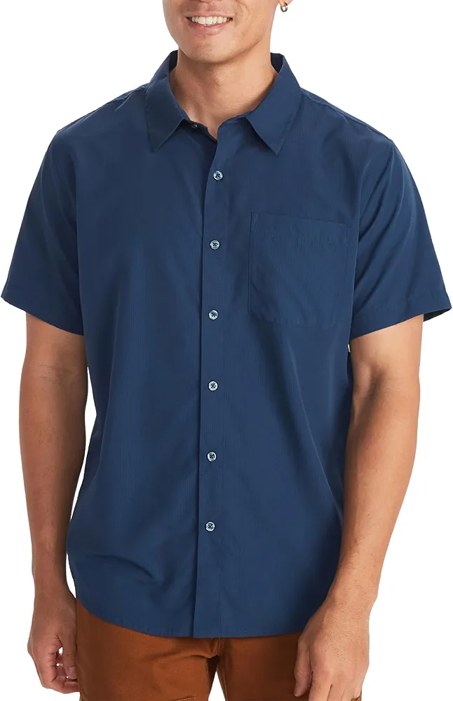 MARMOT Men's Aerobora Short Sleeve Button-Down Shirt - Lightweight, Packable, Quick-Drying UPF Protection