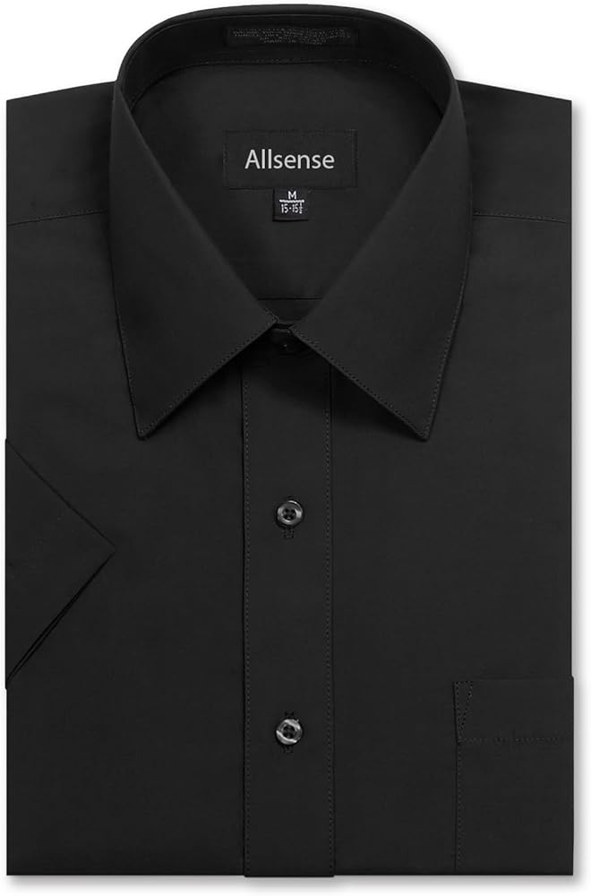 Allsense Men's Dress Shirt Regular Fit Soild Business Formal Short Sleeve Button Up Shirts