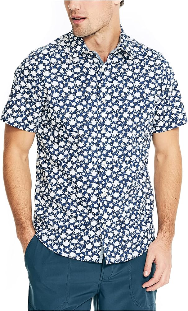 Nautica Men's Navtech Trim Fit Printed Short-Sleeve Shirt