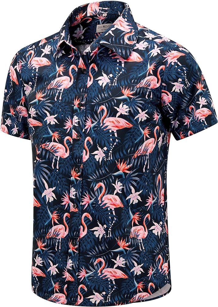 ENVMENST Hawaiian Shirt for Men Short Sleeve Beach Printed Summer Button Down Aloha Shirt(S-3XL)