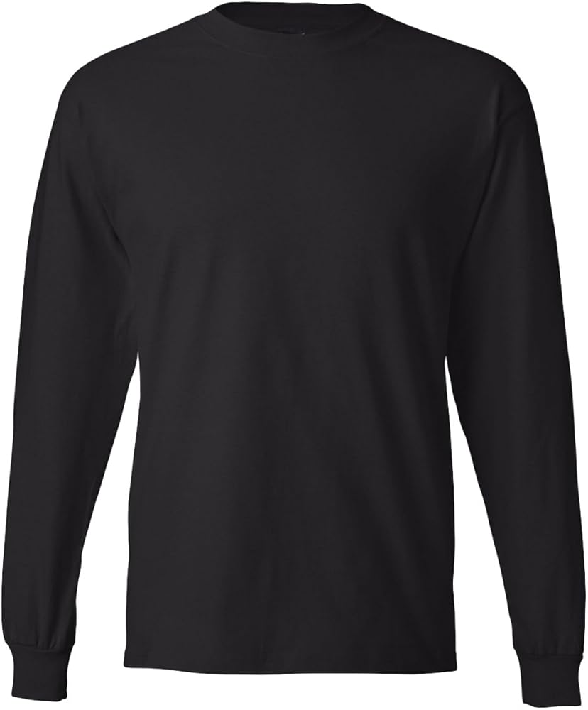 Men's 6.1 oz Hanes BEEFY-T Long-Sleeve T-Shirt, Black - 2XL Size