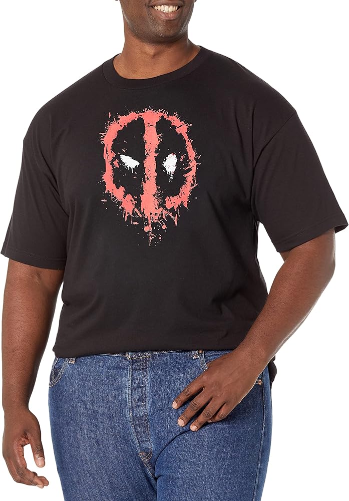 Marvel Big & Tall Classic Deadpool Splatter Icon Men's Tops Short Sleeve Tee Shirt