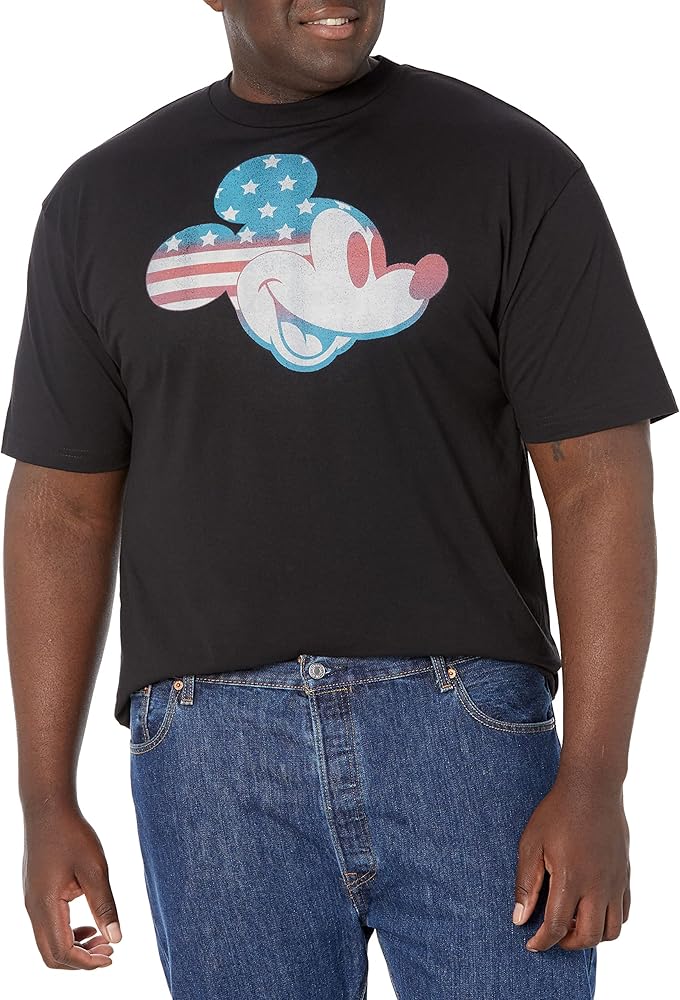 Disney Big & Tall Classic Mickey Americana Flag Fill Men's Tops Short Sleeve Tee Shirt