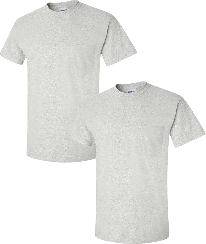 Gildan Men's Ultra Cotton Adult T/Shirt with Pocket, 2/Pack 2XL/Ash