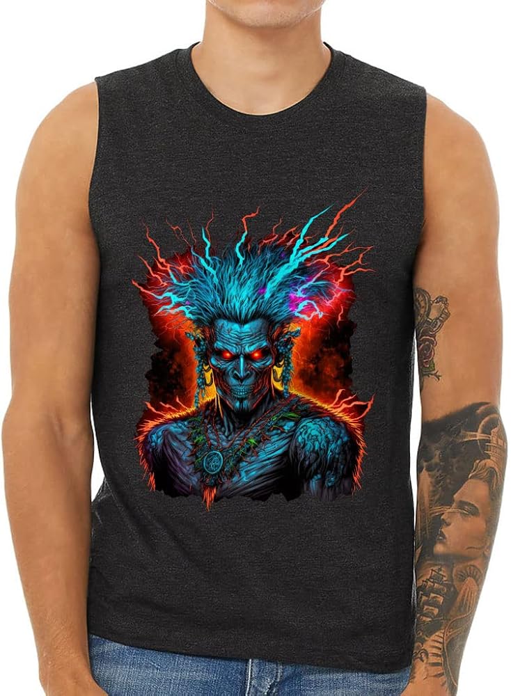 Creepy Print Men's Muscle Tank - Scary Men's Sleeveless T-Shirt - Colorful Tank