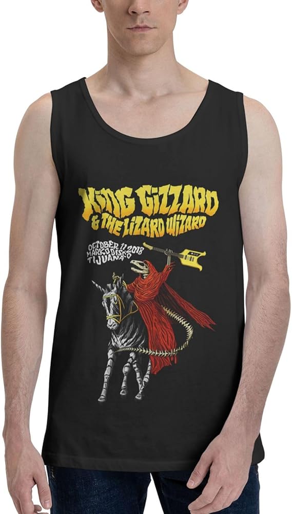 Rock Band Tank Top Shirt King Gizzard and Lizard Wizard Mens Summer Sleeveless Shirts Crew Neck Vest Black