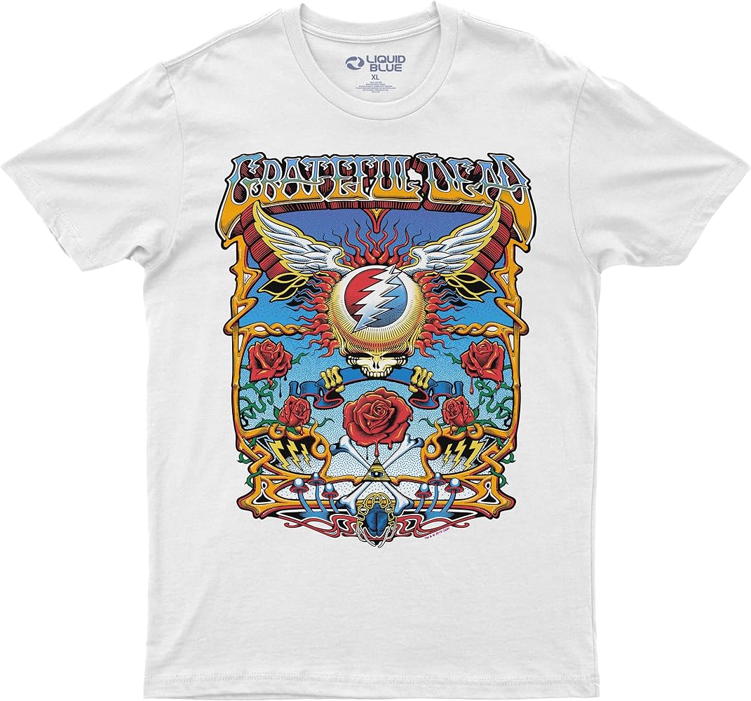 Liquid Blue Unisex-Adult Standard Grateful Dead Flying SYF Aoxomoxoa T-Shirt